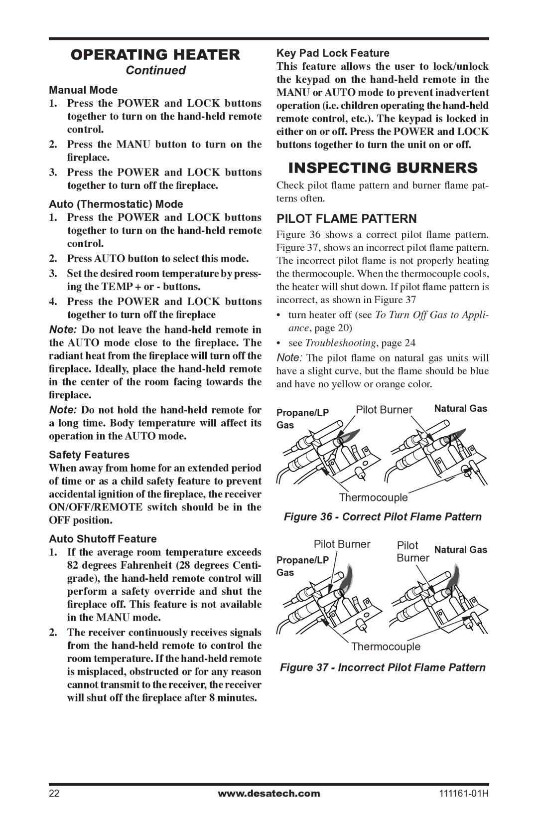 Desa CHL3924NR installation manual Inspecting Burners, Pilot Flame Pattern 