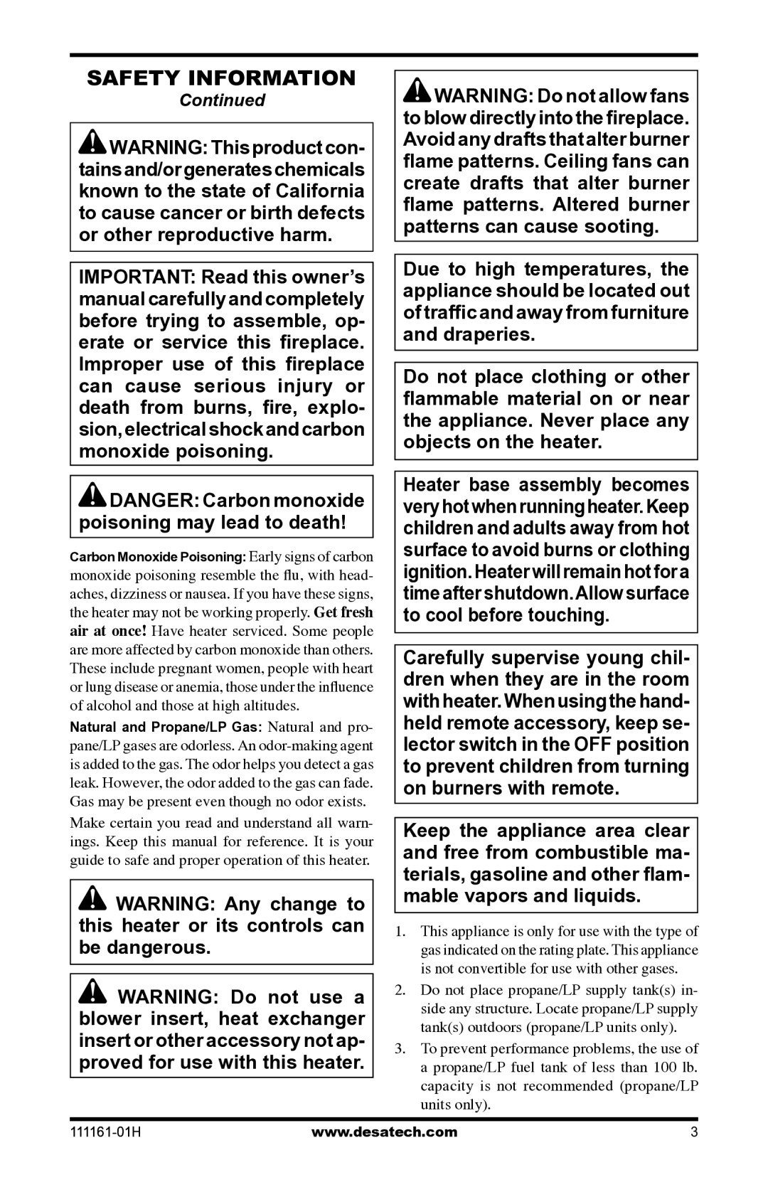 Desa CHL3924NR installation manual Safety Information 