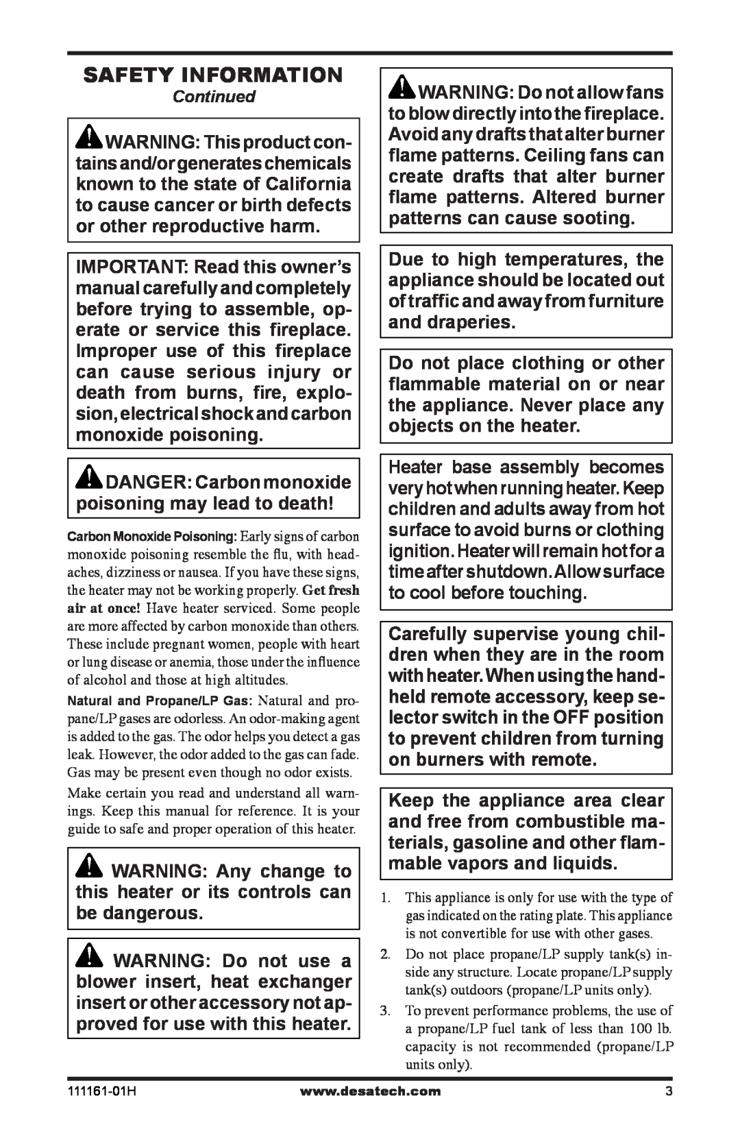 Desa CHL3924NR installation manual Safety Information 