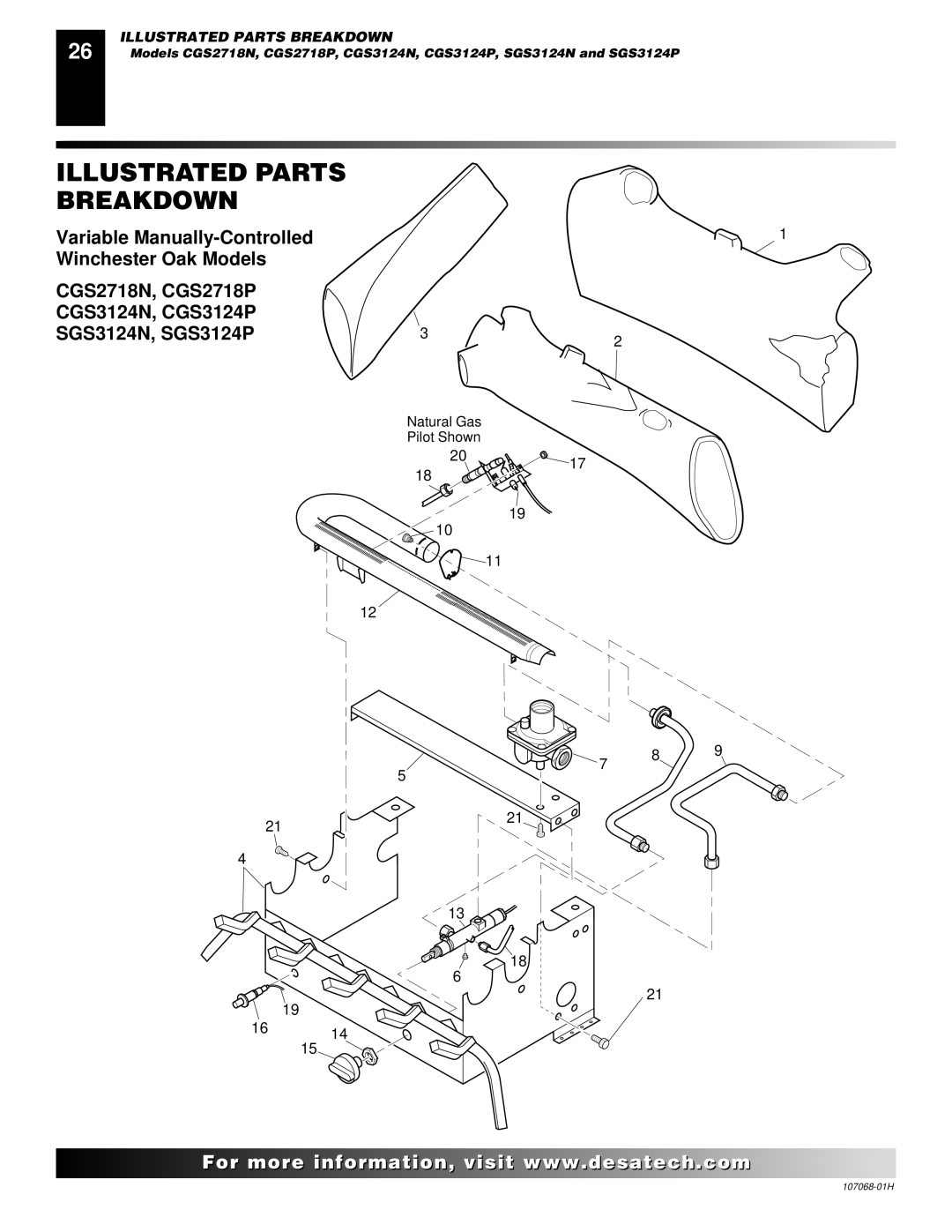 Desa SGS3124N, CLD3018PT, CLD3018NT, SGS3124P installation manual Illustrated Parts Breakdown 