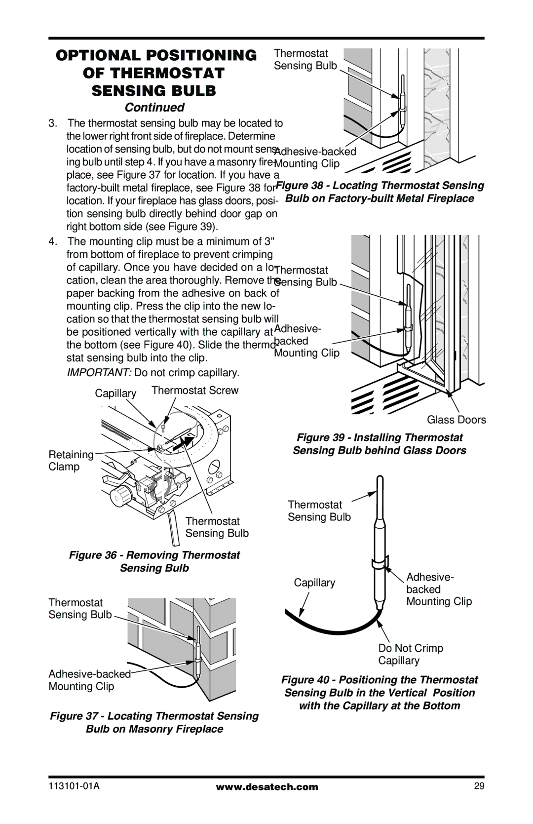 Desa CLD3018PTA, CLD3924NTB, SGS3124NA, CGS3124PA, CGS2718NA, CGS2718PA installation manual Locating Thermostat Sensing 