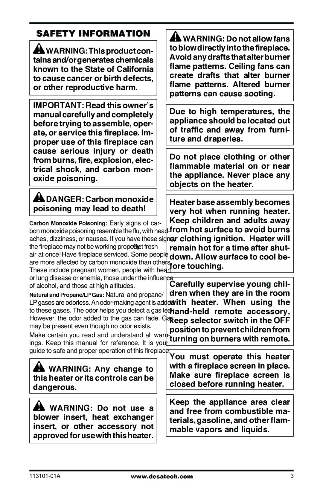 Desa CGS3124PA, CLD3924NTB, CLD3018PTA, SGS3124NA, CGS2718NA, CGS2718PA installation manual Safety Information 