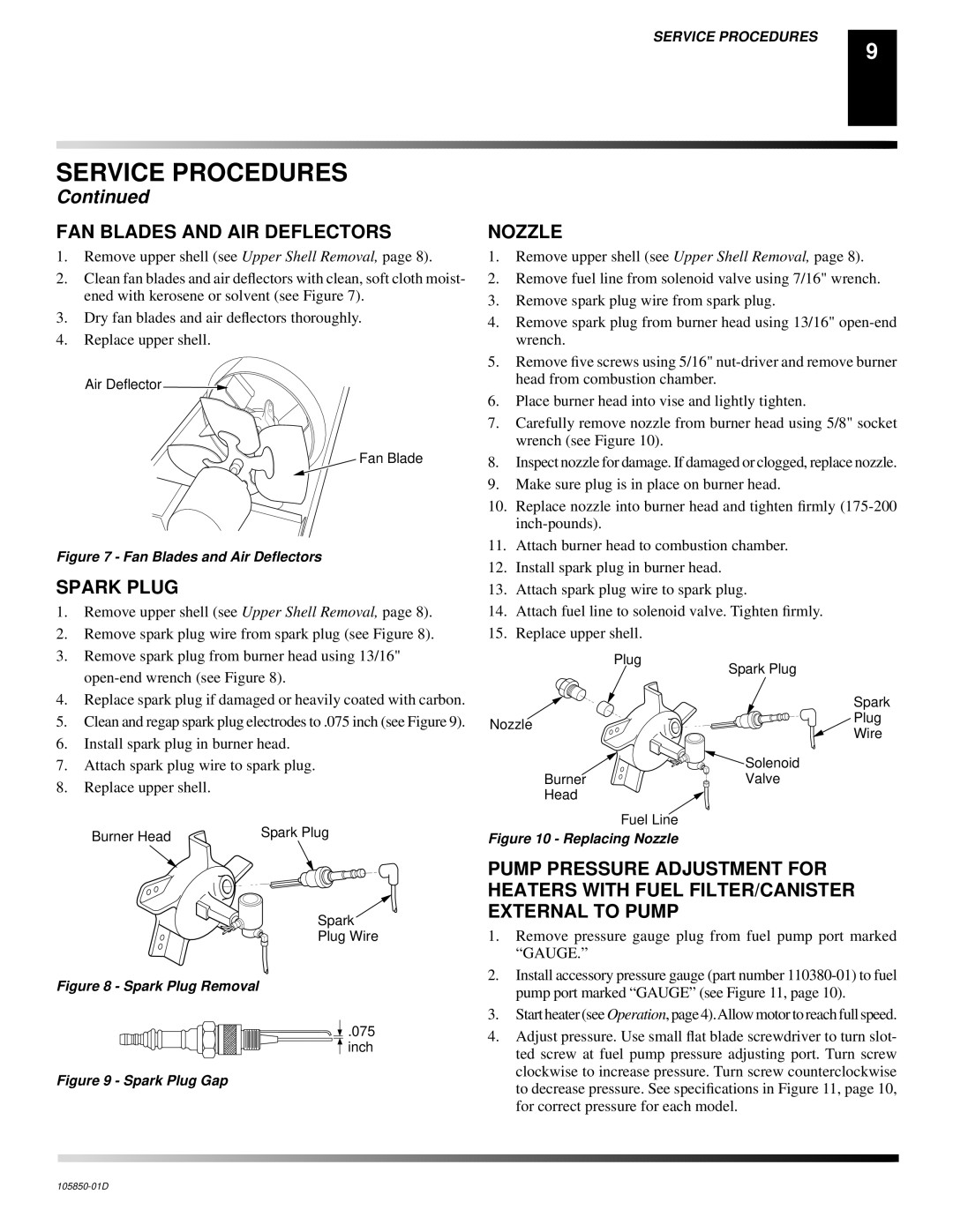 Desa CP350AK, CP600AK owner manual FAN Blades and AIR Deflectors, Spark Plug, Nozzle 