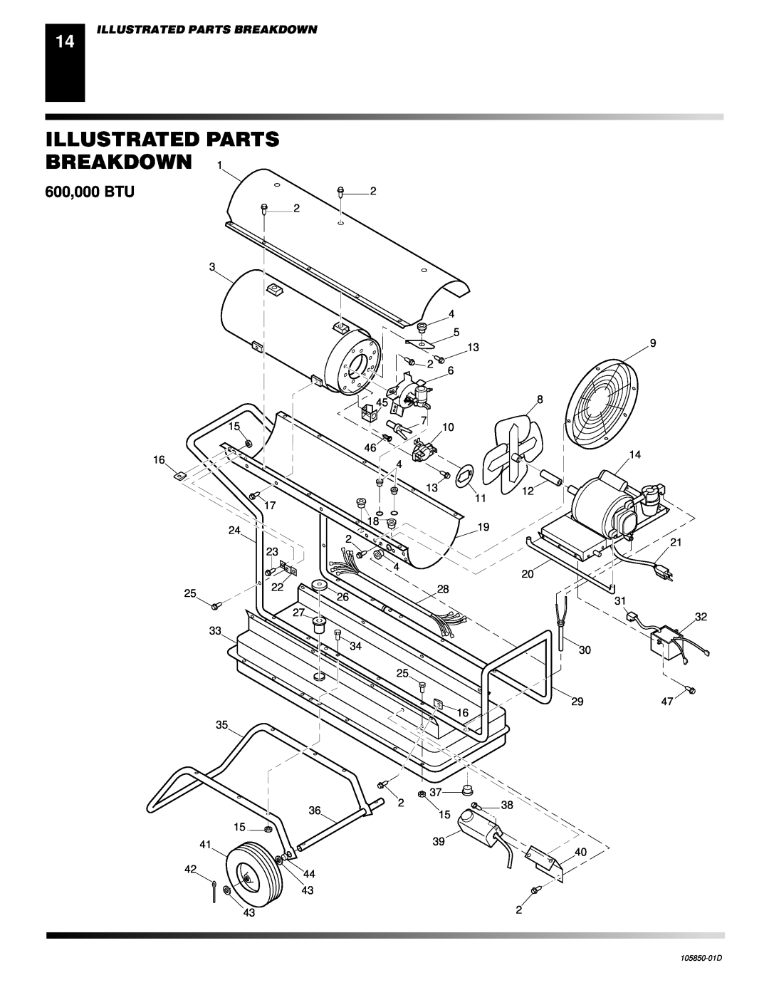 Desa CP600AK, CP350AK owner manual 600,000 BTU, Illustrated Parts Breakdown 
