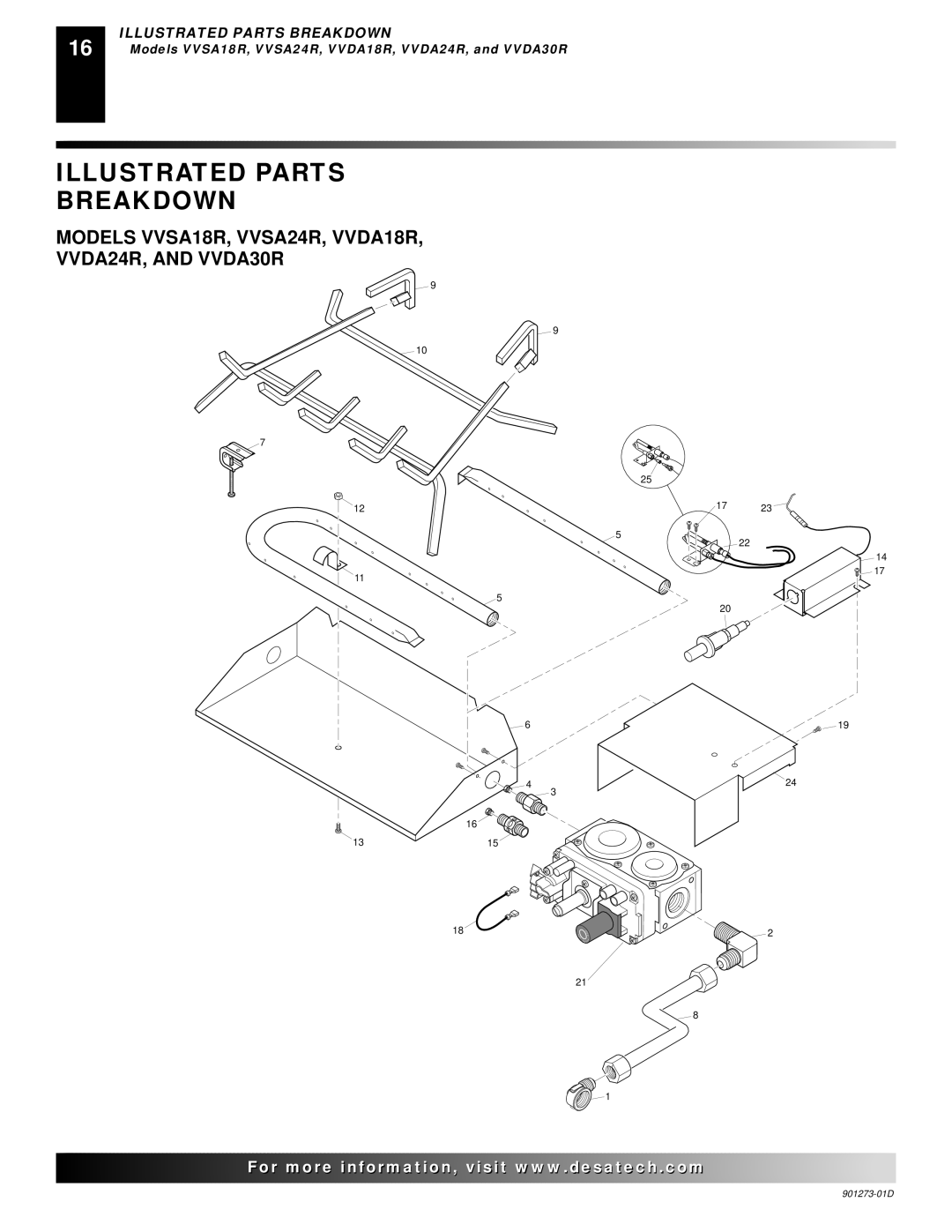 Desa CVDA24R, CVDA30R, CVDA18R Illustrated Parts Breakdown, Models VVSA18R, VVSA24R, VVDA18R VVDA24R, and VVDA30R 