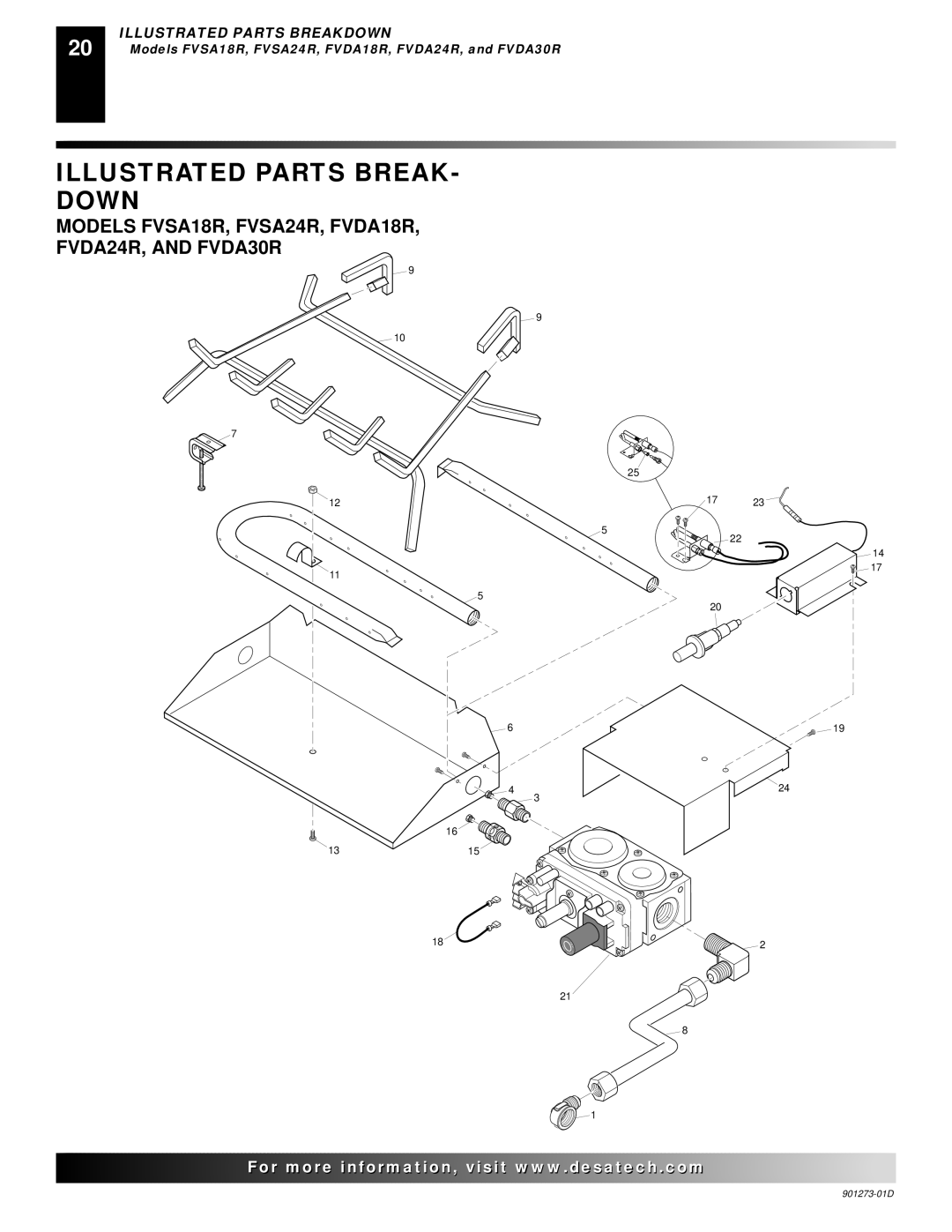 Desa CVDA18R, CPVSA18R, CPVSA24R Illustrated Parts BREAK- Down, Models FVSA18R, FVSA24R, FVDA18R FVDA24R, and FVDA30R 