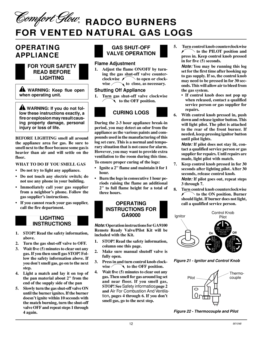 Desa CVDR18, CPVSR18, CVDR24, CVSR18, CVSR24, CPVSR24, and CVDR30 installation manual Operating Appliance 