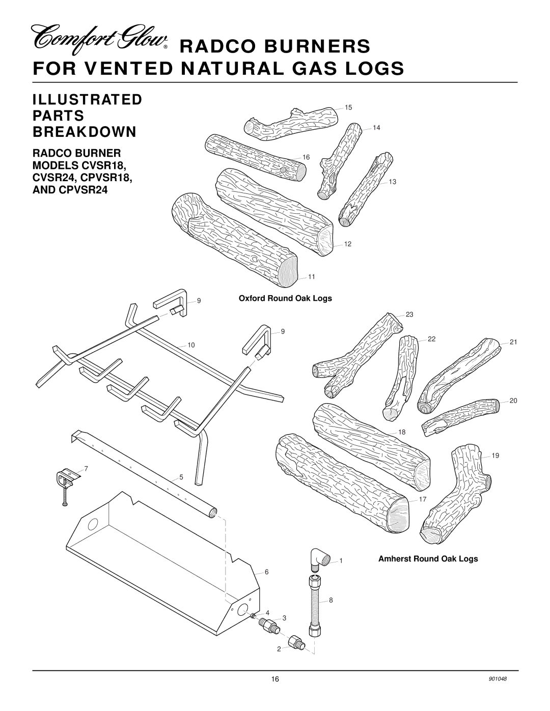 Desa CVDR24, CVDR18, and CVDR30 Illustrated Parts Breakdown, Radco Burner Models CVSR18 CVSR24, CPVSR18 CPVSR24 