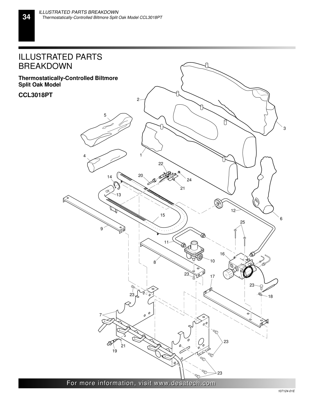 Desa CCL3018PT, CRL2718P, CRL3124P, CGD3924P, CGD3018PT, CCL3930PTA Thermostatically-Controlled Biltmore Split Oak Model 