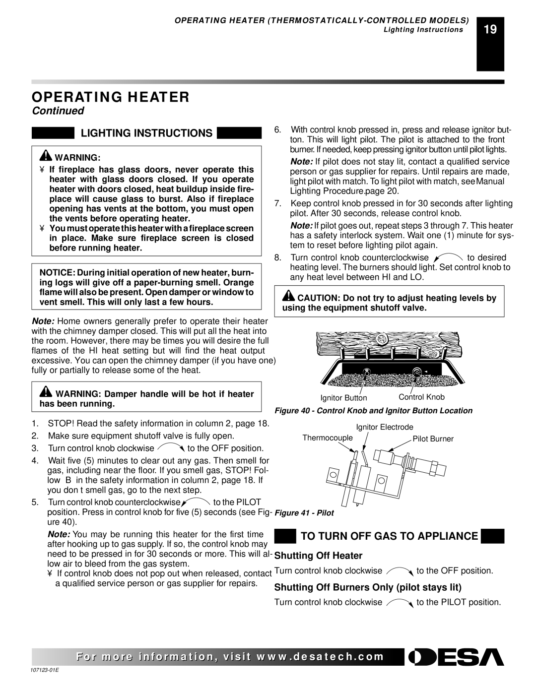 Desa CGD3018NT, CRL3124N, CRL2718N, CCL3018NT, CGD3924NT, CCL3924N installation manual Ignitor Button 