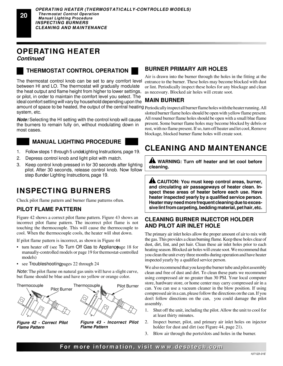 Desa CCL3924N, CRL3124N, CRL2718N, CCL3018NT, CGD3924NT, CGD3018NT Inspecting Burners, Cleaning and Maintenance 