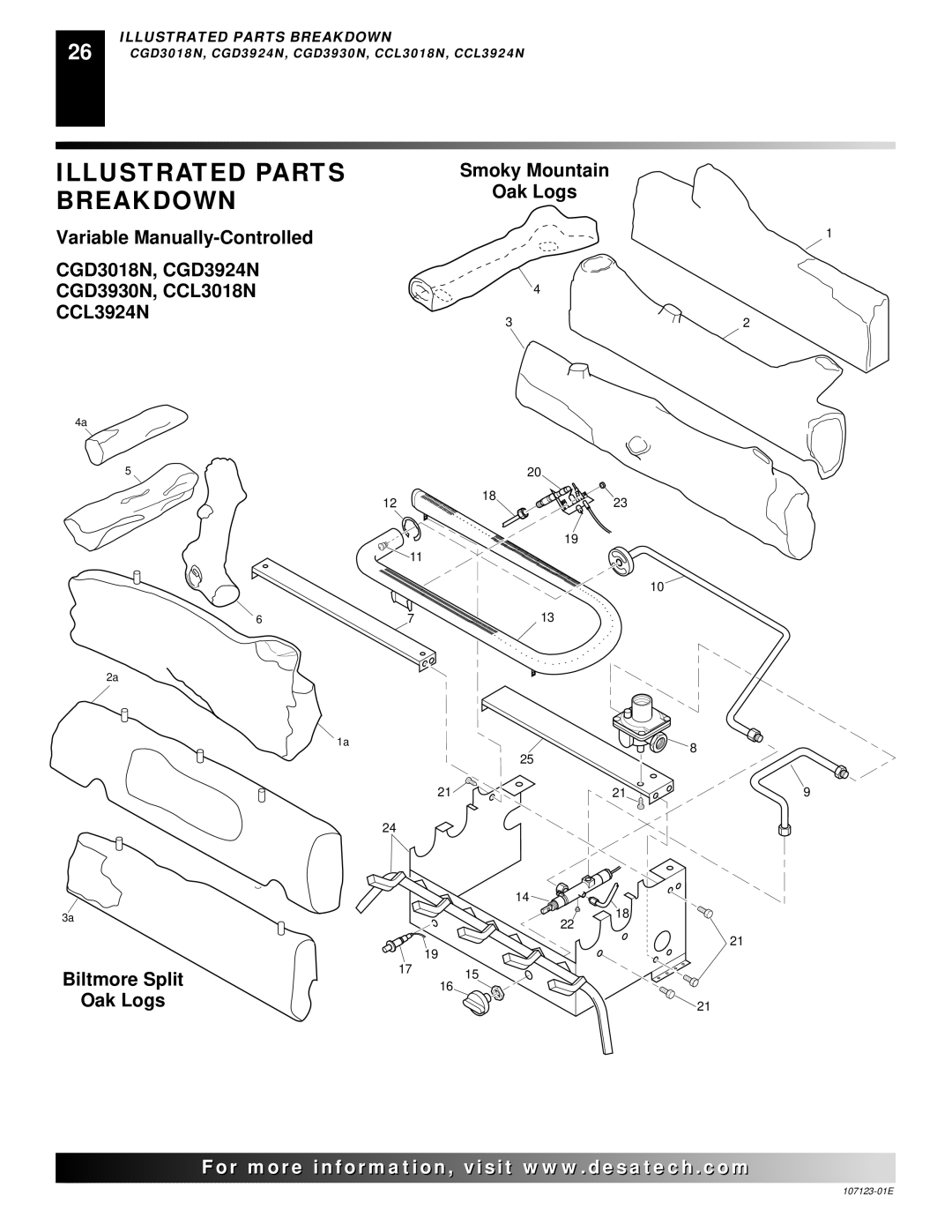 Desa CGD3018NT, CRL3124N, CRL2718N, CCL3018NT, CGD3924NT, CCL3924N installation manual Illustrated Parts, Breakdown 