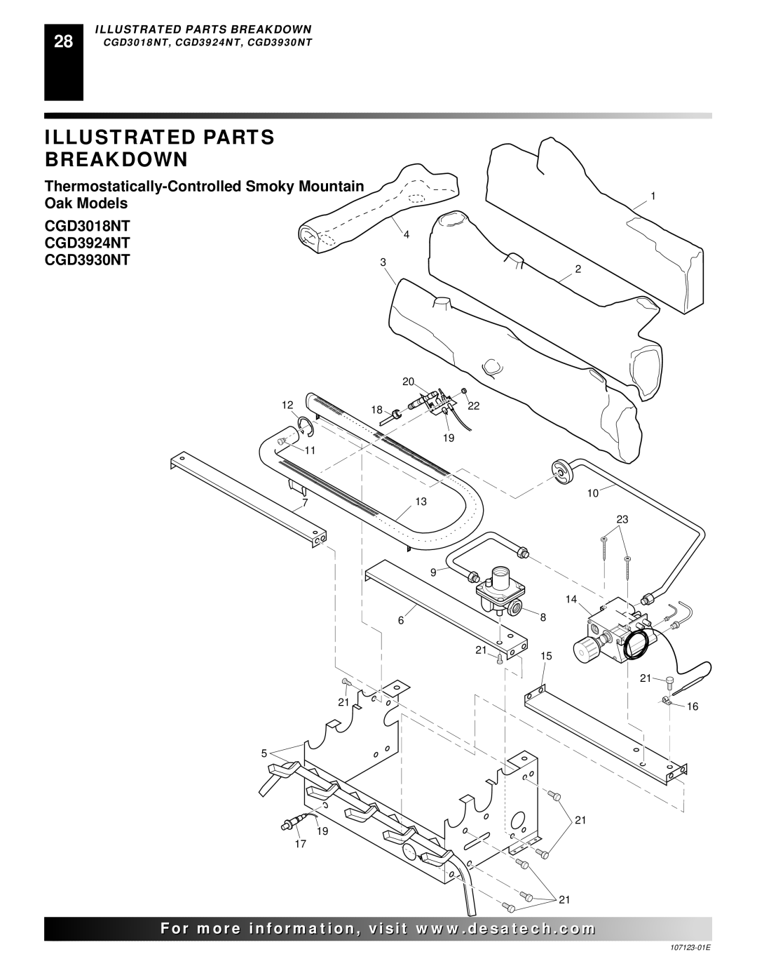 Desa CRL3124N, CRL2718N, CCL3018NT, CCL3924N installation manual Illustrated Parts Breakdown, CGD3018NT CGD3924NT CGD3930NT 