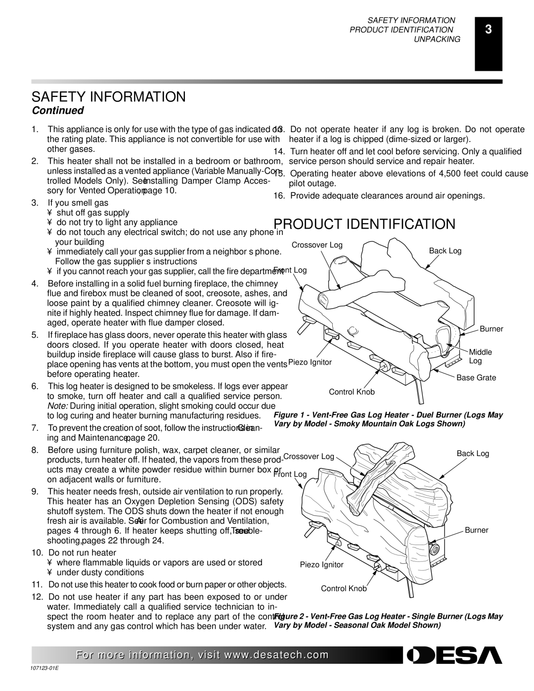 Desa CRL3124N, CRL2718N, CCL3018NT, CGD3924NT, CGD3018NT, CCL3924N installation manual Product Identification 