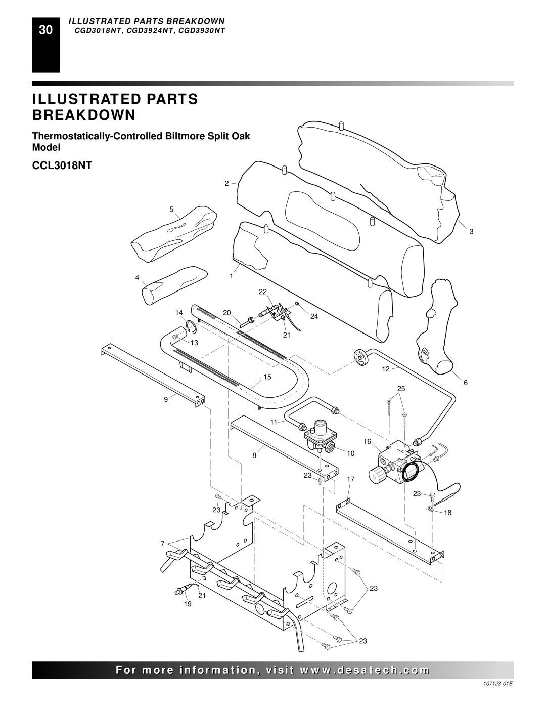 Desa CCL3018NT, CRL3124N, CRL2718N, CGD3924NT, CGD3018NT, CCL3924N Thermostatically-Controlled Biltmore Split Oak Model 