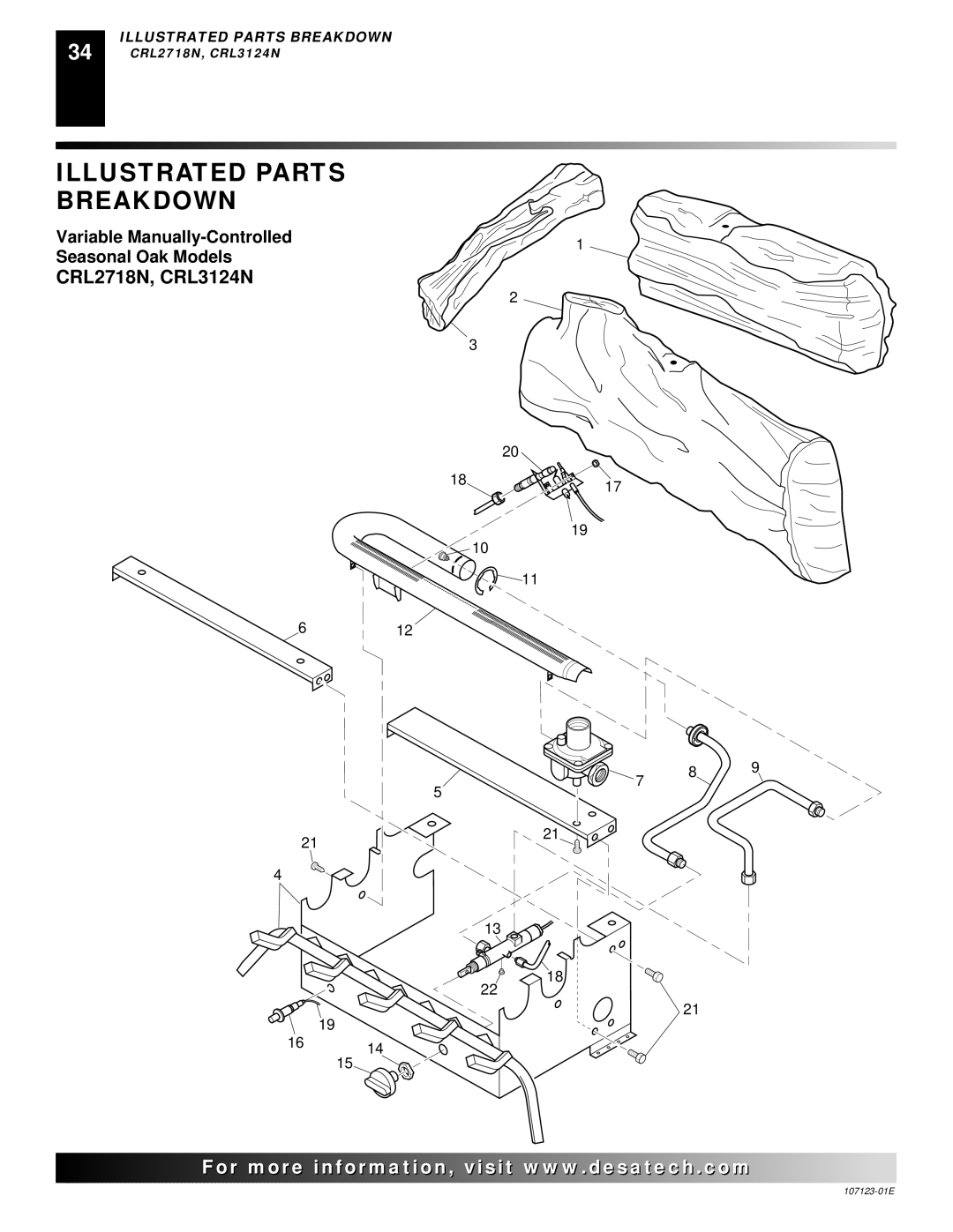 Desa CCL3924N, CRL3124N, CRL2718N, CCL3018NT, CGD3924NT, CGD3018NT Variable Manually-Controlled Seasonal Oak Models 