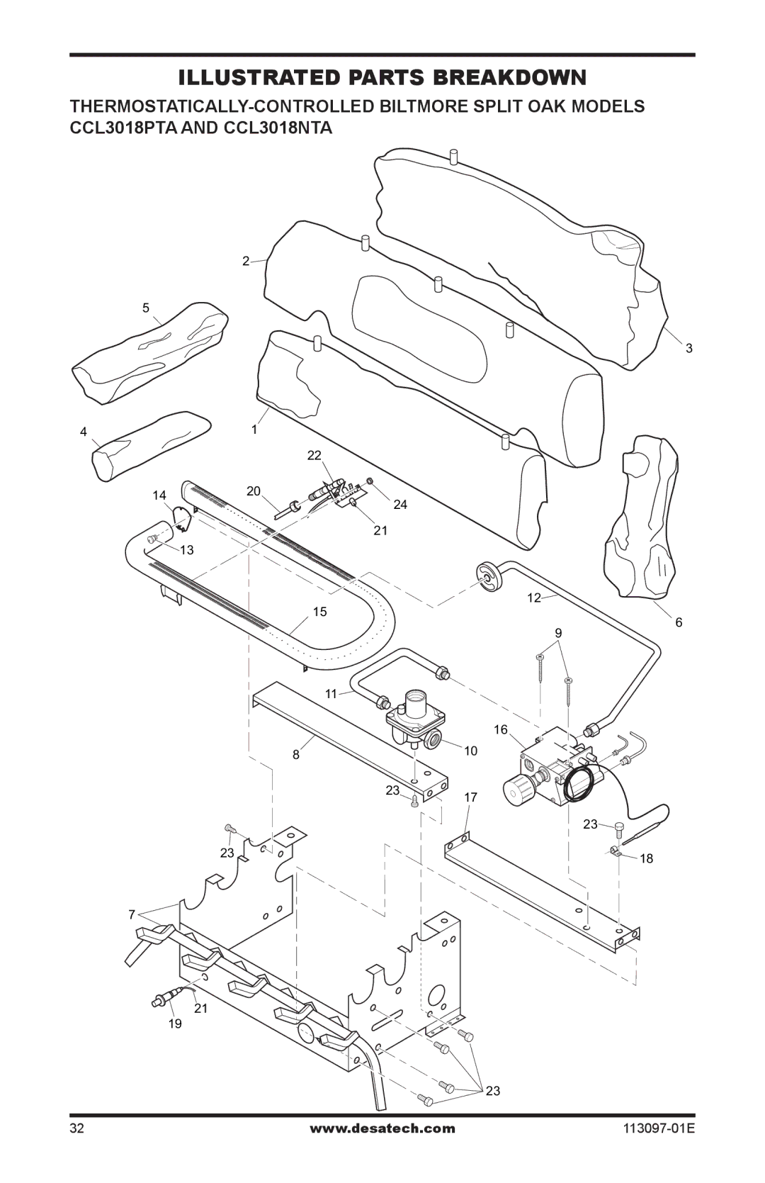 Desa CCL3924PA/NA, CRL3124PA/NA, CCL3018PA/NA, CCL3930PTB/NTB, CCL3924PTA/NTA, CCL3018PTA/NTA Illustrated Parts Breakdown 