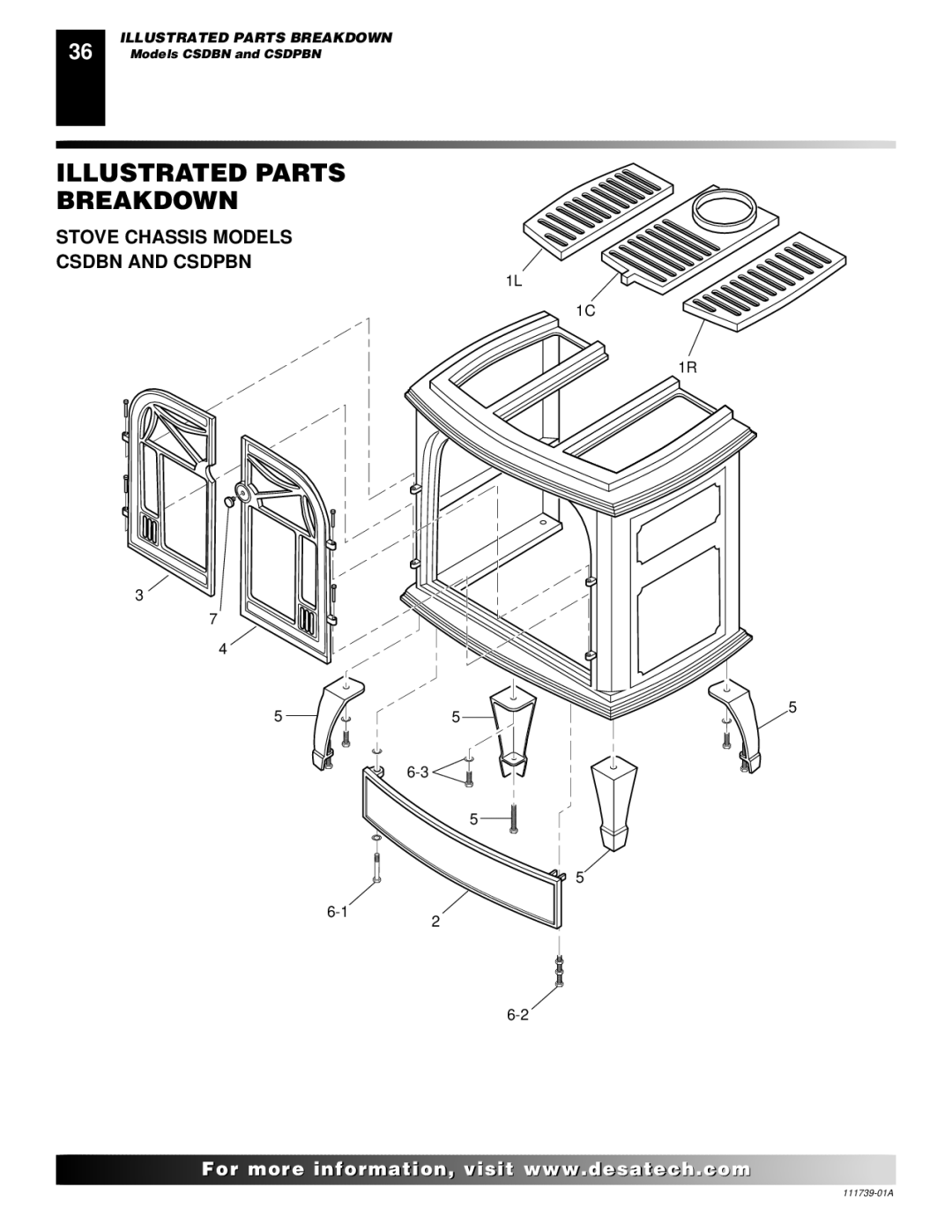 Desa CSDPBN, CSDBN installation manual Stove Chassis Models Csdbn and Csdpbn 