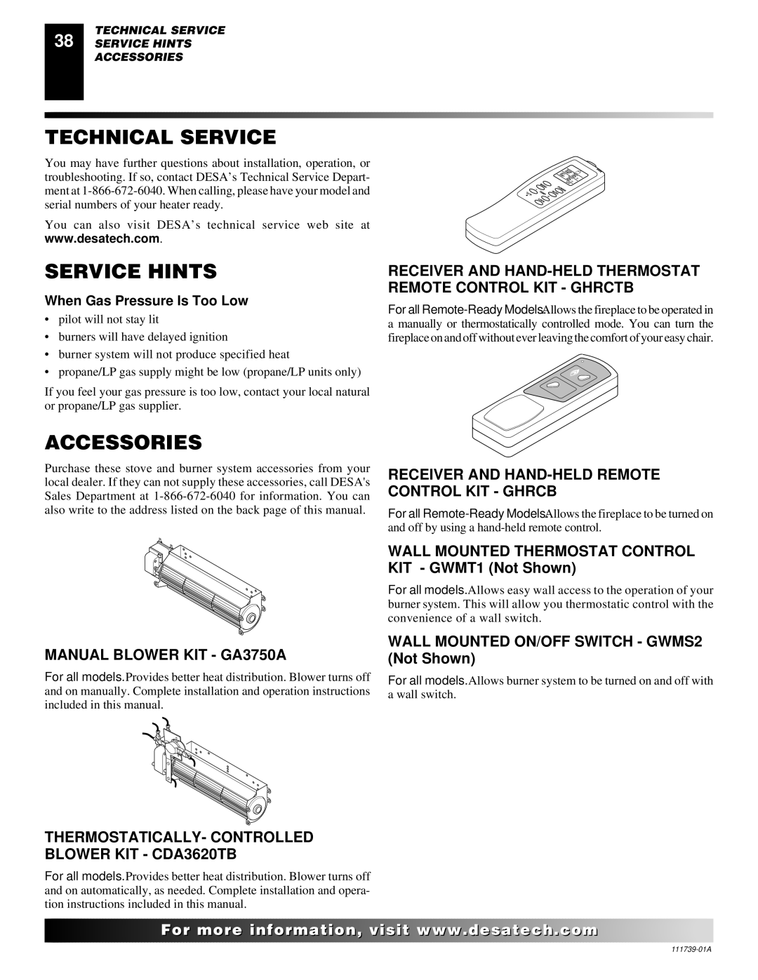 Desa CSDPBN, CSDBN installation manual Technical Service, Service Hints, Accessories 