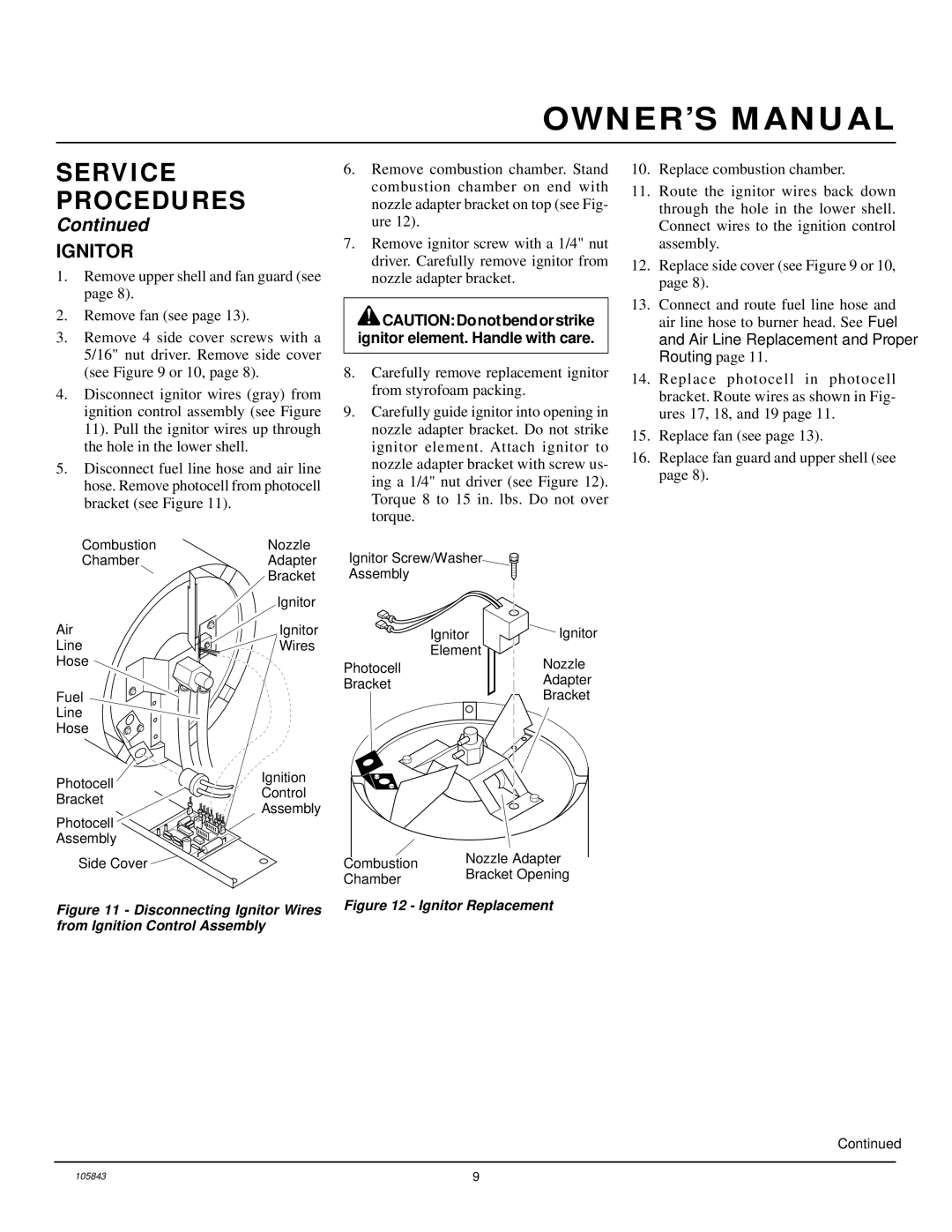 Desa D20N, D44N, D30N owner manual Disconnecting Ignitor Wires from Ignition Control Assembly 