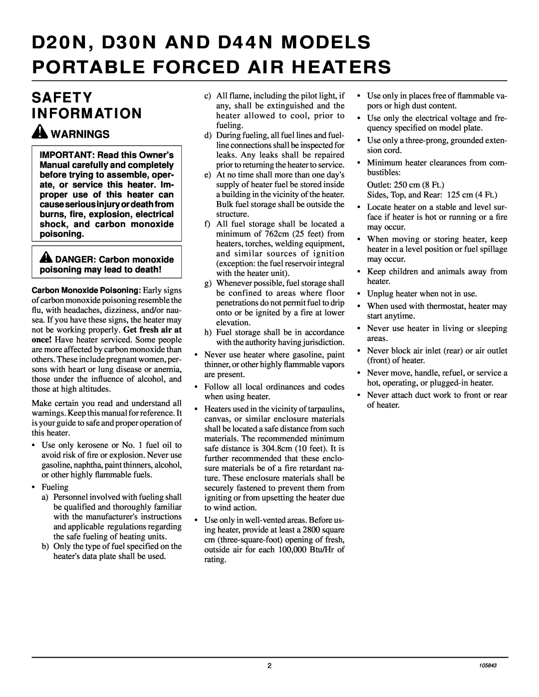 Desa D30N, D20N, D44N owner manual Safety Information, Warnings 