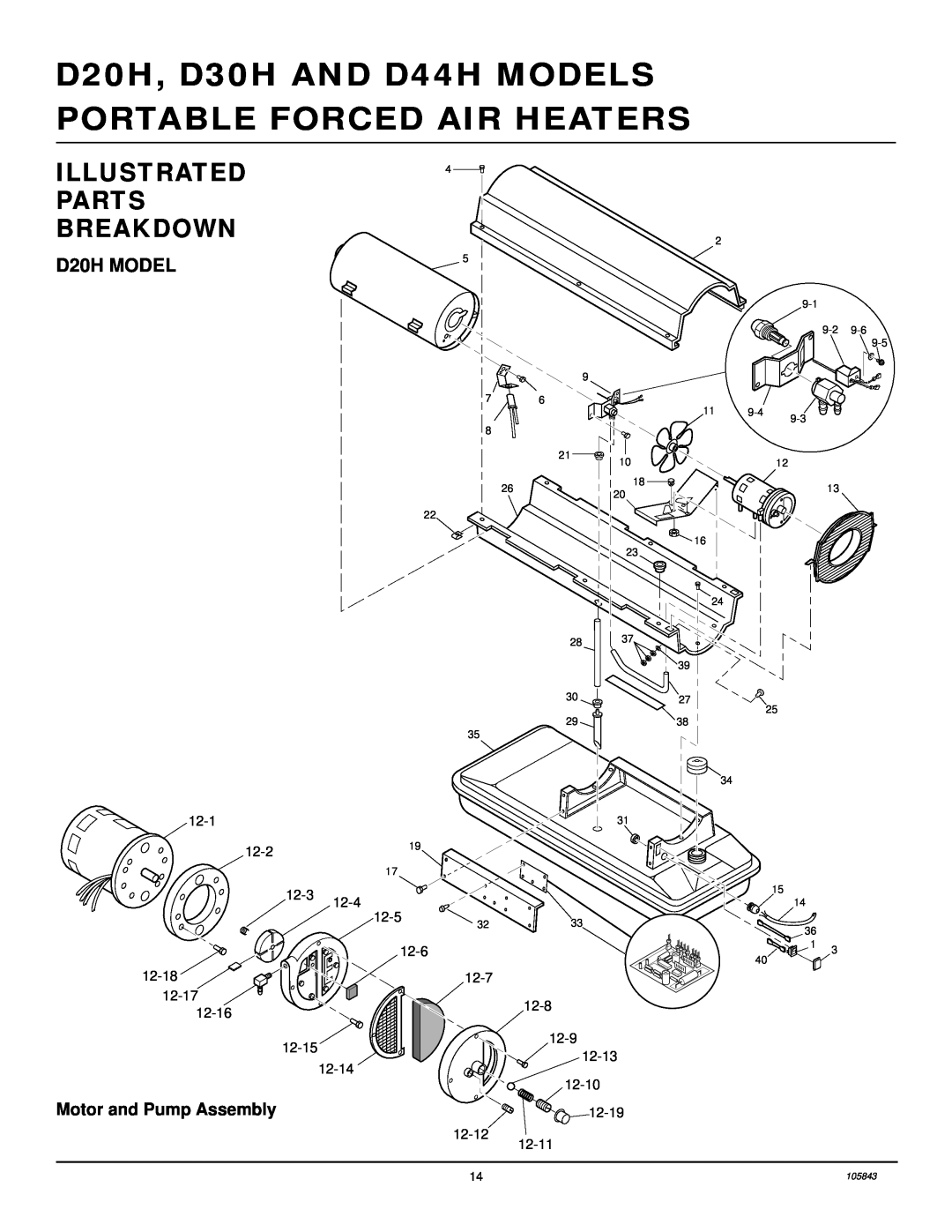 Desa D44H, D30H owner manual Illustrated Parts Breakdown, D20H MODEL 