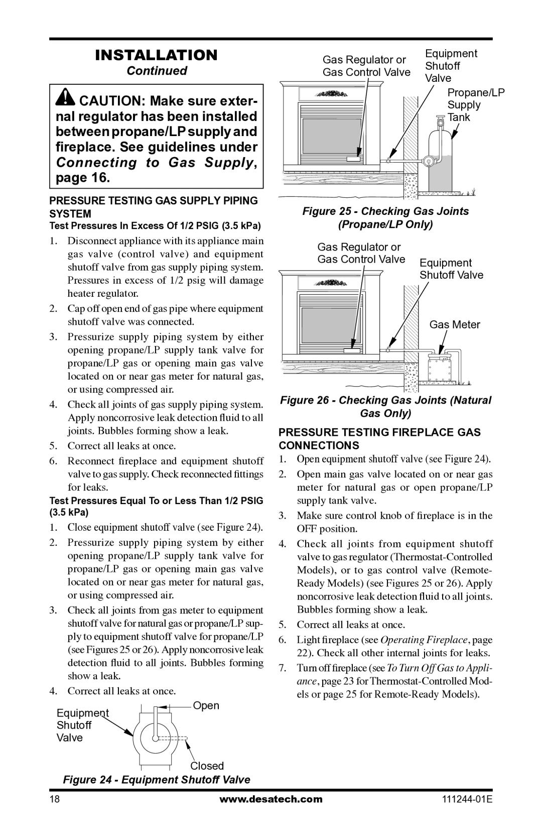 Desa DCFTNA installation manual Correct all leaks at once, Els or page 25 for Remote-Ready Models 