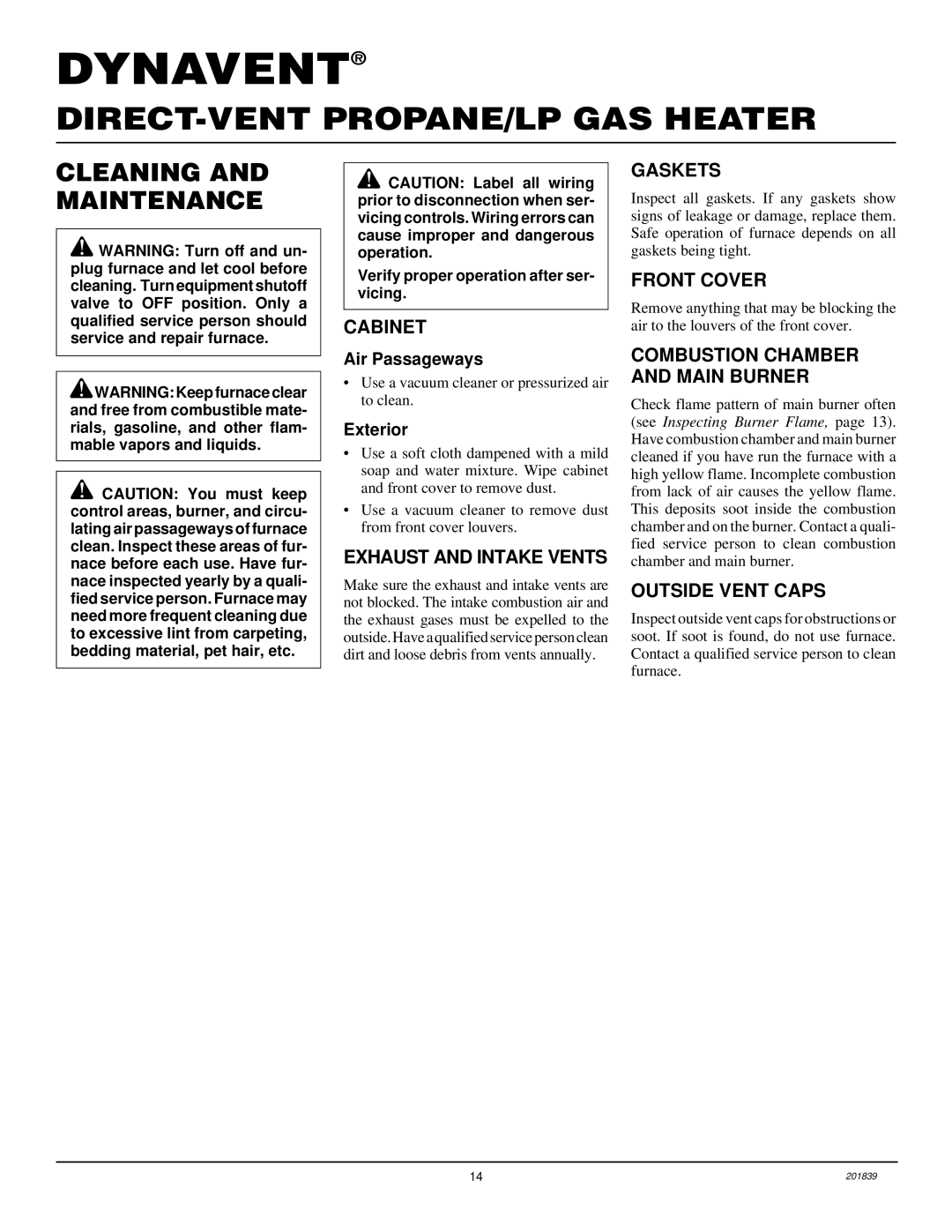 Desa DNV25PB, DNV40PB installation manual Cleaning and Maintenance 