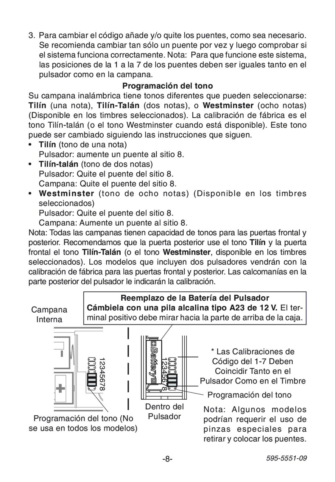 Desa Door manual Programaci-n del tono 