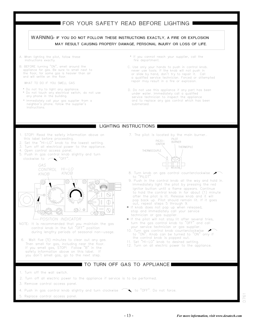 Desa DVF32TMHST installation instructions 