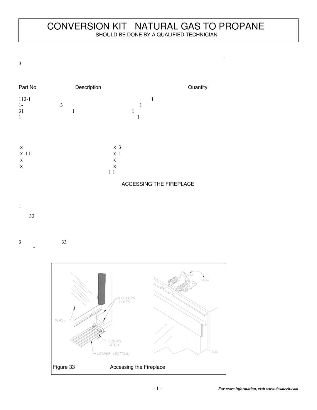 Desa DVF32TMHST installation instructions Should be Done by a Qualified Technician, Accessing the Fireplace 