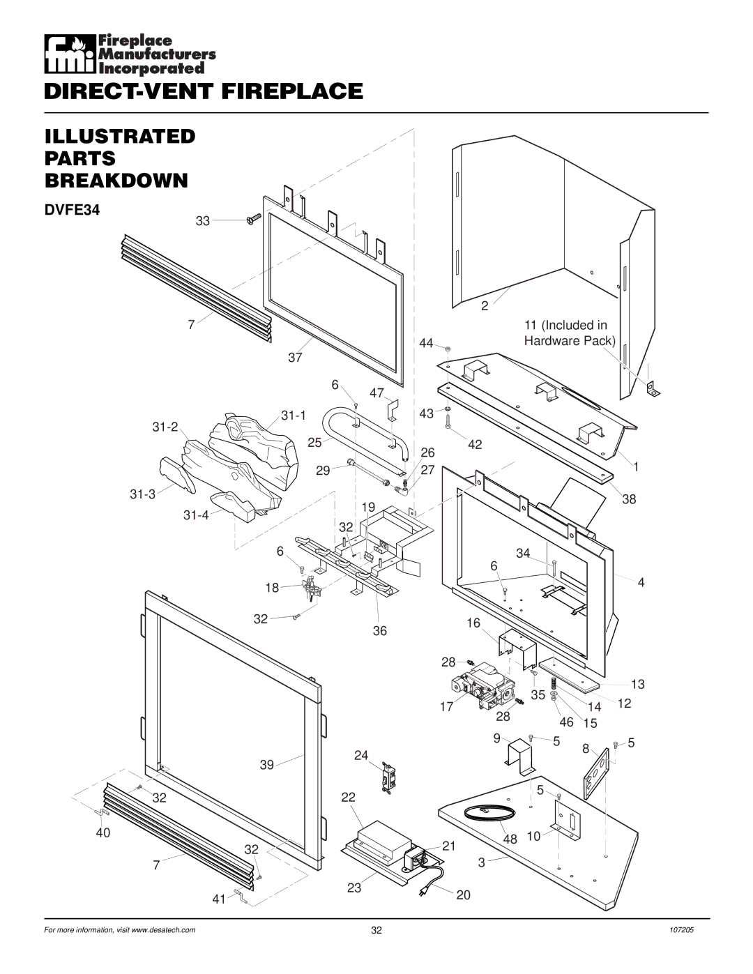 Desa DVFE34 installation manual Illustrated Parts Breakdown 