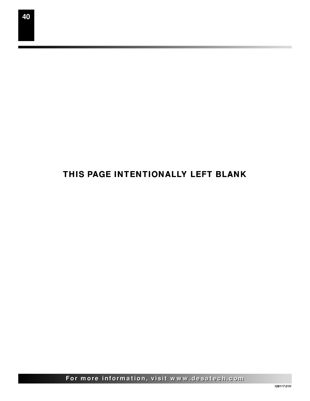 Desa EFP33NR, EFP33PR installation manual This Page Intentionally Left Blank, 108117-01H 