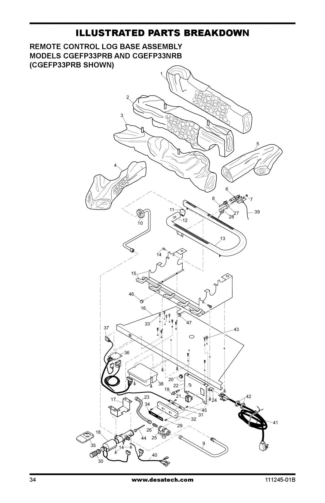 Desa CGEFP33PRB, CGEFP33NRB, EFP33PRB, EFP33NRB installation manual Illustrated Parts Breakdown 