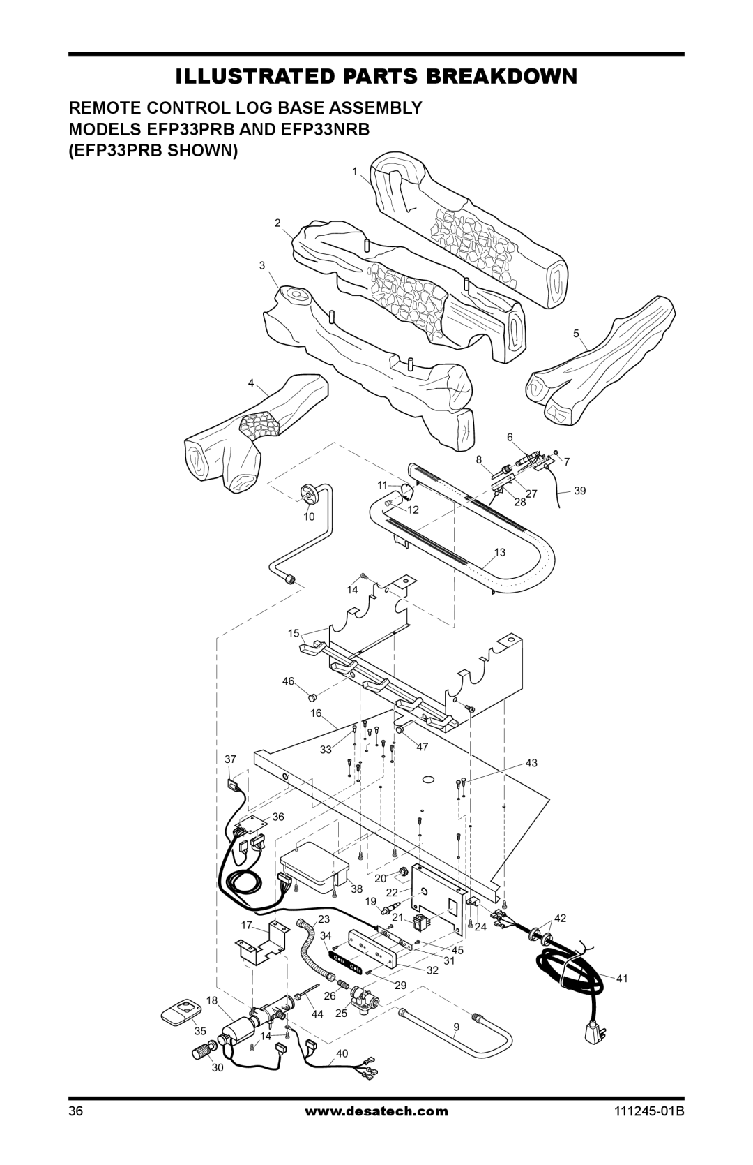 Desa CGEFP33PRB, CGEFP33NRB, EFP33PRB, EFP33NRB installation manual Illustrated Parts Breakdown 