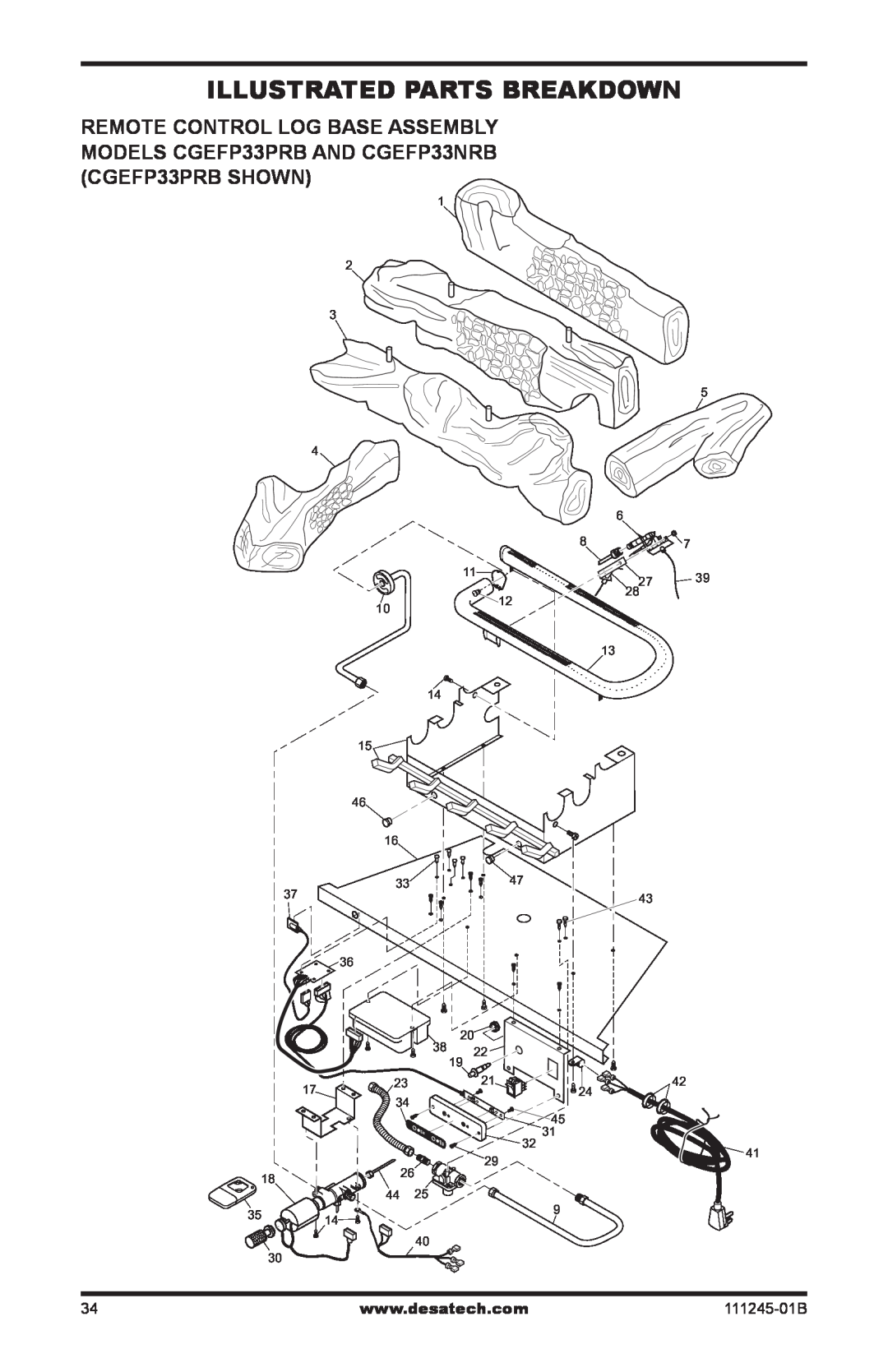 Desa CGEFP33PRB, CGEFP33NRB, EFP33PRB, EFP33NRB installation manual Illustrated Parts Breakdown 