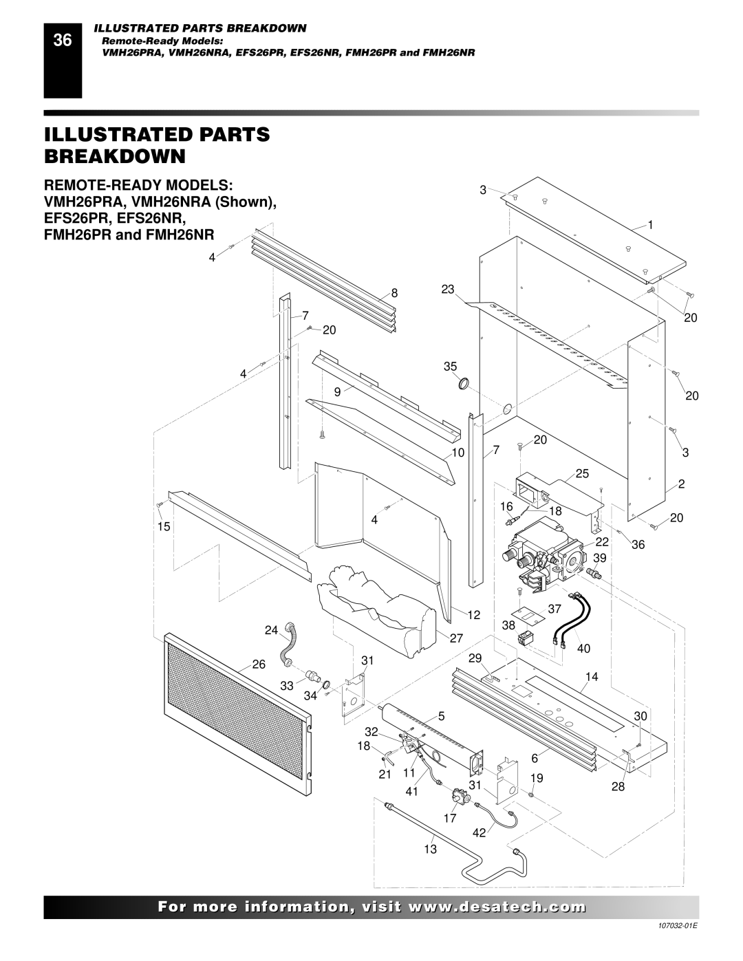 Desa FMH26PR, EFS10TN, FMH26NR, EFS10TP installation manual REMOTE-READY Models, EFS26PR, EFS26NR 