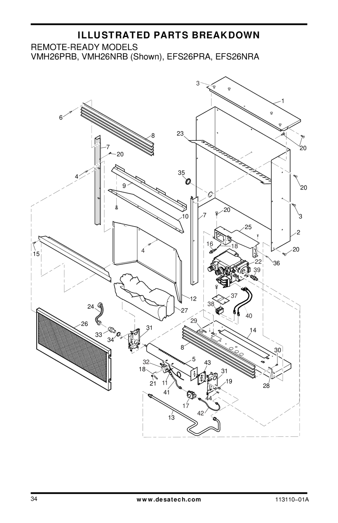 Desa VMH26PRB, EFS26NRA, EFS26PRA, VMH26NRB installation manual Illustrated Parts Breakdown 