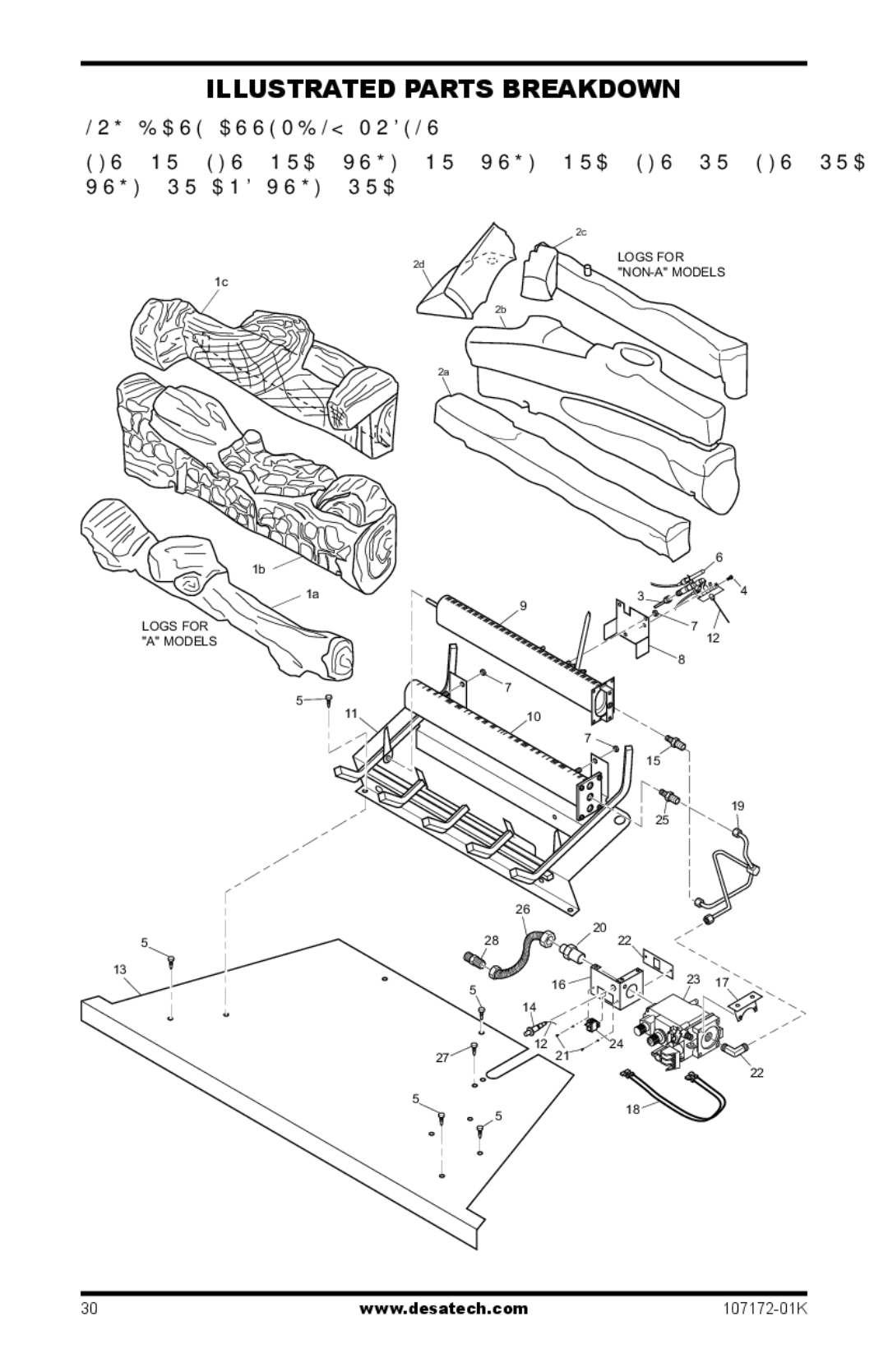 Desa EFS33NRA, VSGF33NRA installation manual Illustrated Parts Breakdown 