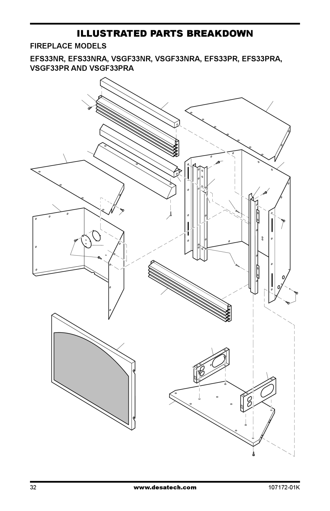 Desa EFS33NRA, VSGF33NRA installation manual Illustrated Parts Breakdown 