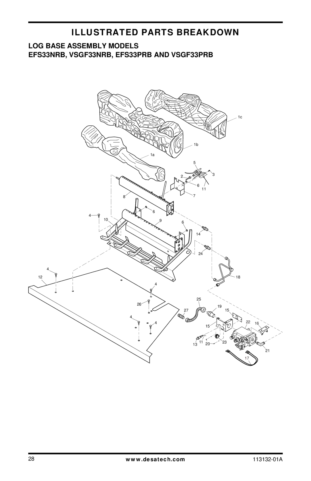 Desa EFS33NRB, EFS33PRB, VSGF33PRB, VSGF33NRB installation manual Illustrated Parts Breakdown 