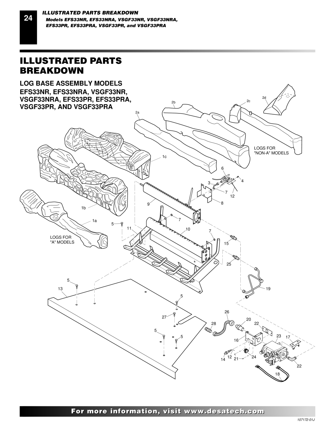 Desa EFS33NR, EFS33NRA, EFS33PR, EFS33PRA, VSGF33NR, VSGF33NRA, VSGF33PR, VSGF33PRA Illustrated Parts Breakdown 