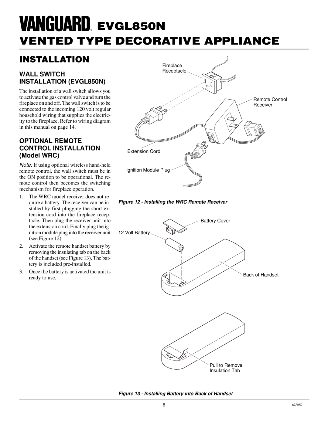 Desa installation manual Wall Switch Installation EVGL850N 