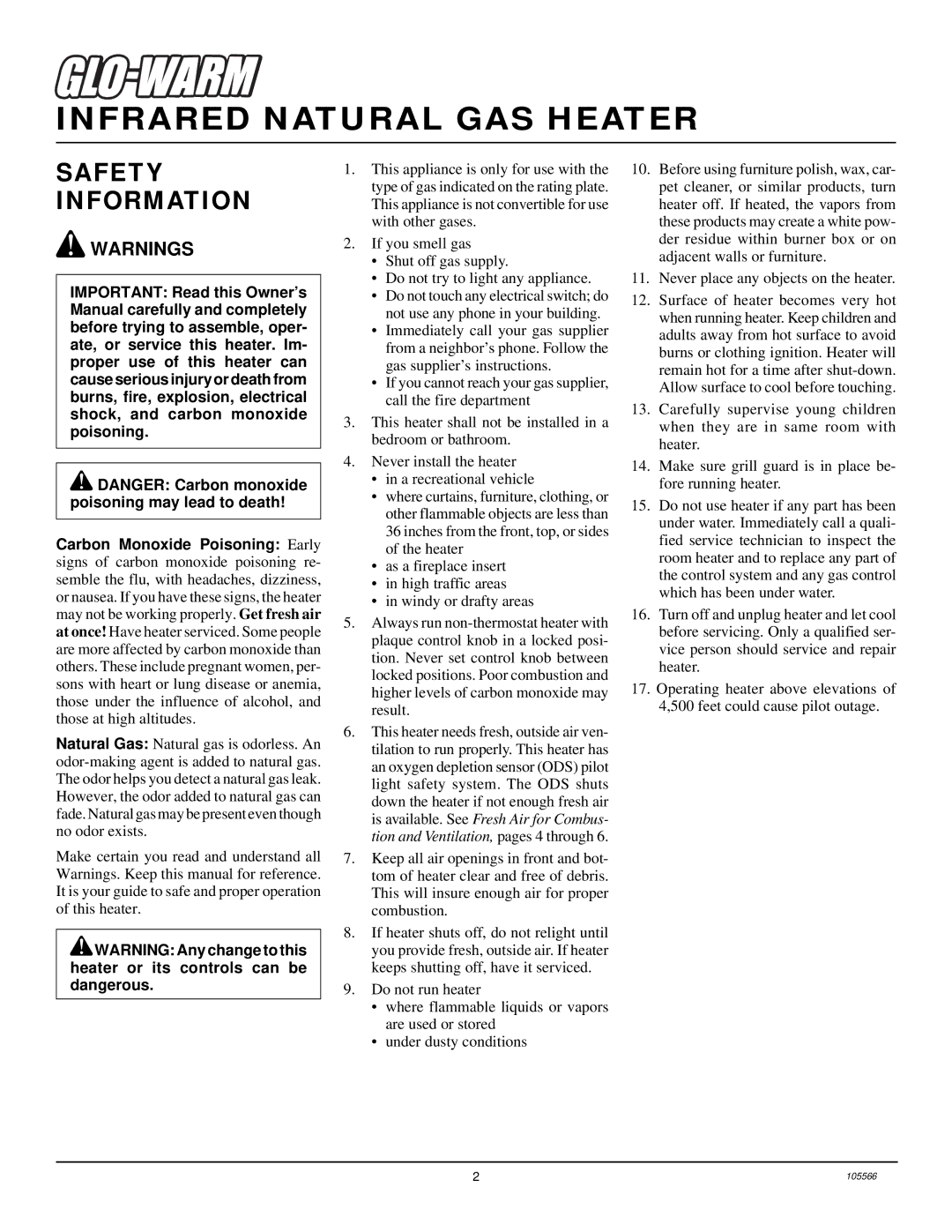 Desa FAS-5B, FAS-3B installation manual Infrared Natural GAS Heater, Safety Information 