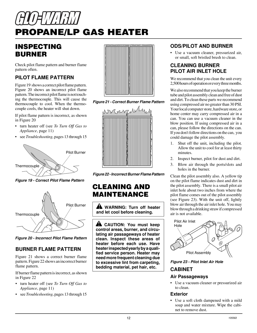 Desa FB-2B installation manual Inspecting Burner, Cleaning and Maintenance 