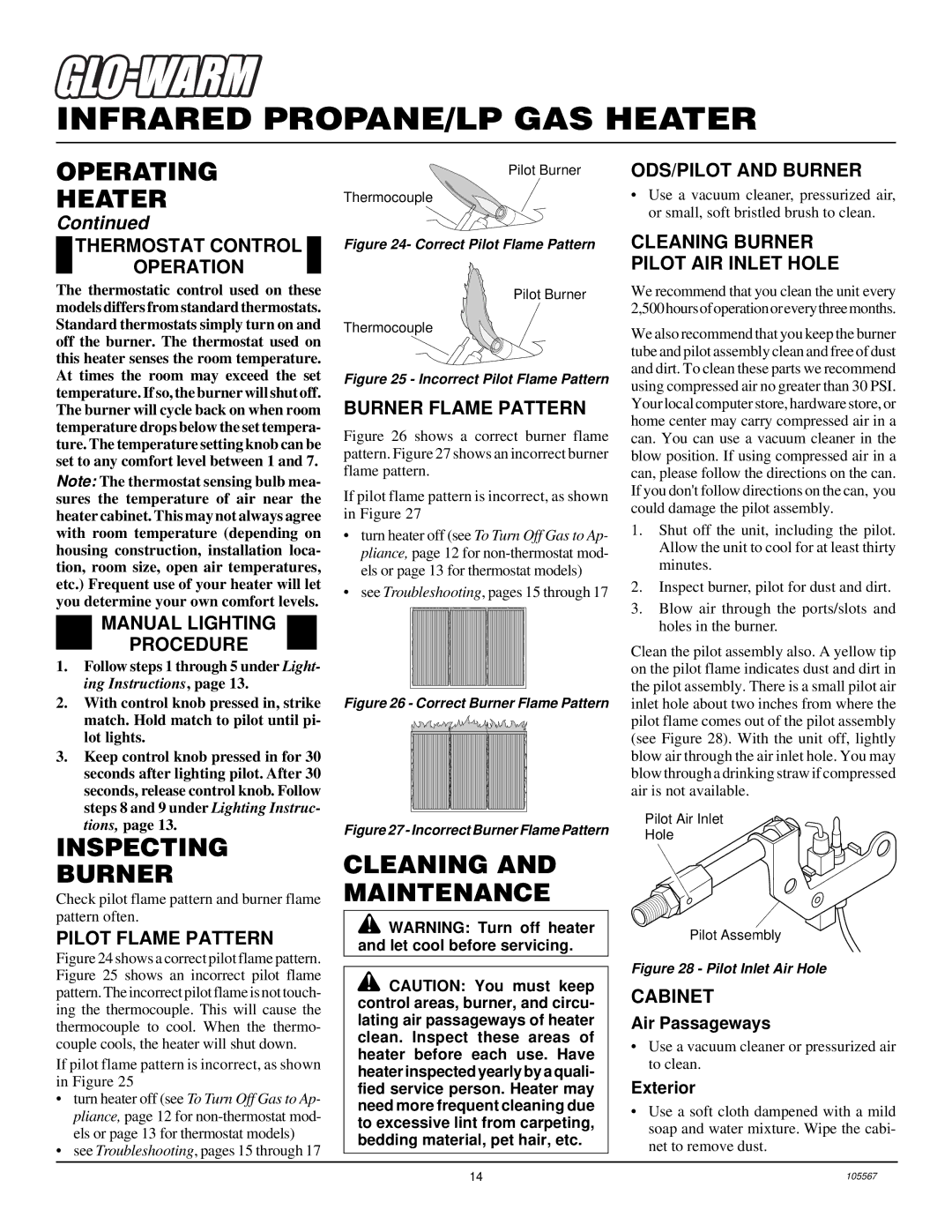 Desa FB-3B installation manual Inspecting Burner, Cleaning and Maintenance 