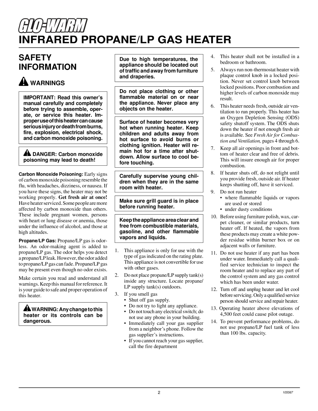 Desa FB-3B installation manual Infrared PROPANE/LP GAS Heater, Safety Information 