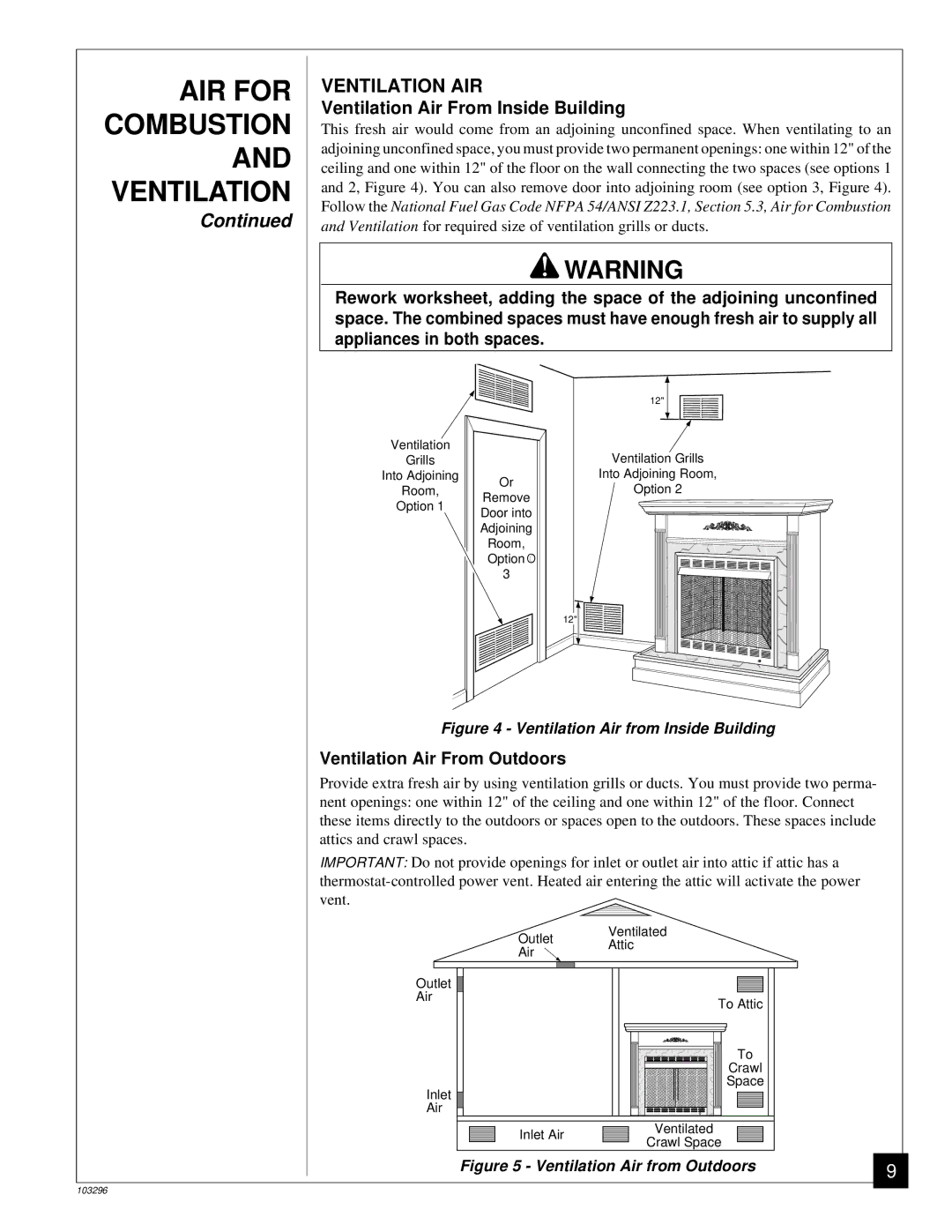 Desa FB32C installation manual AIR for, Ventilation AIR 