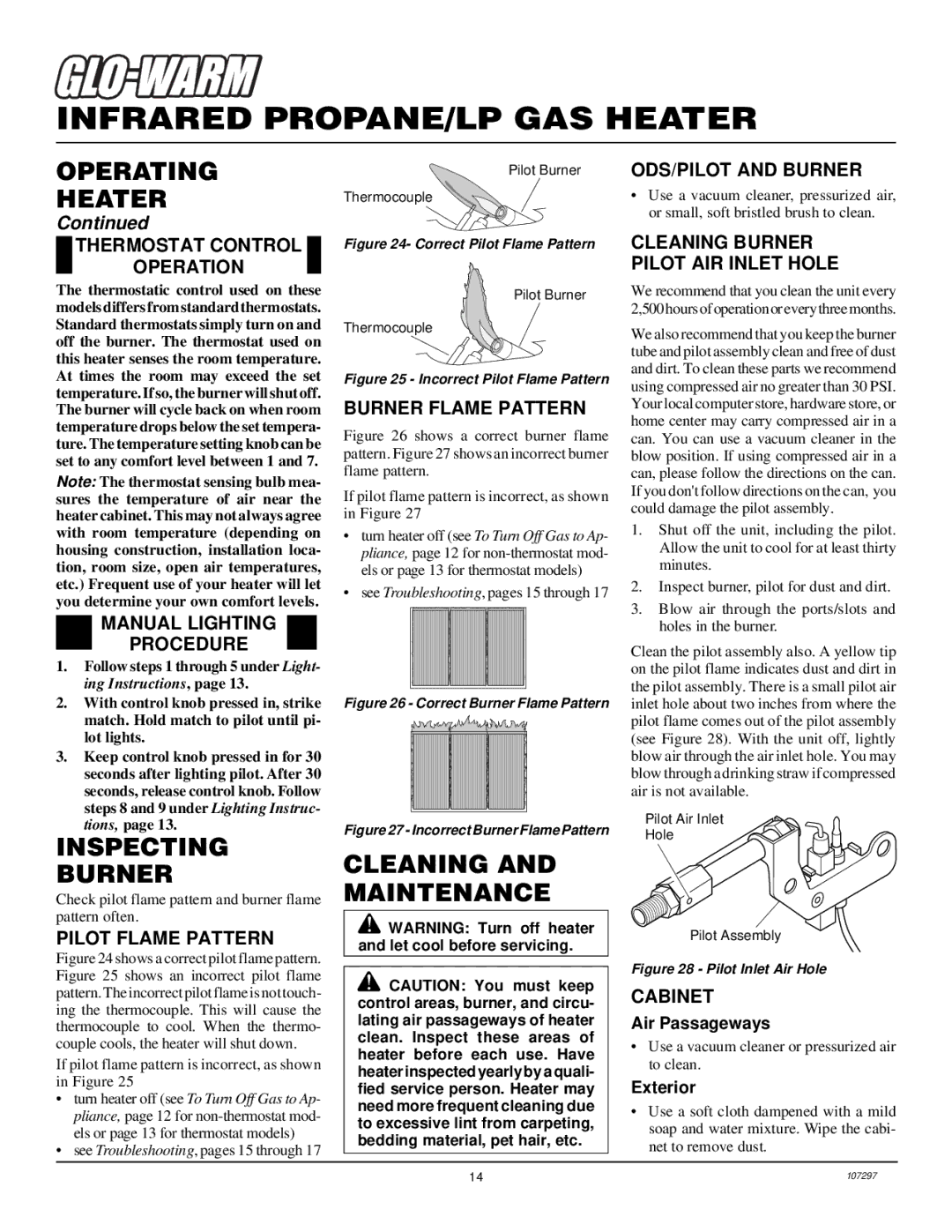 Desa FBS-5C, FBS-3C, FB-5B installation manual Inspecting Burner, Cleaning and Maintenance 