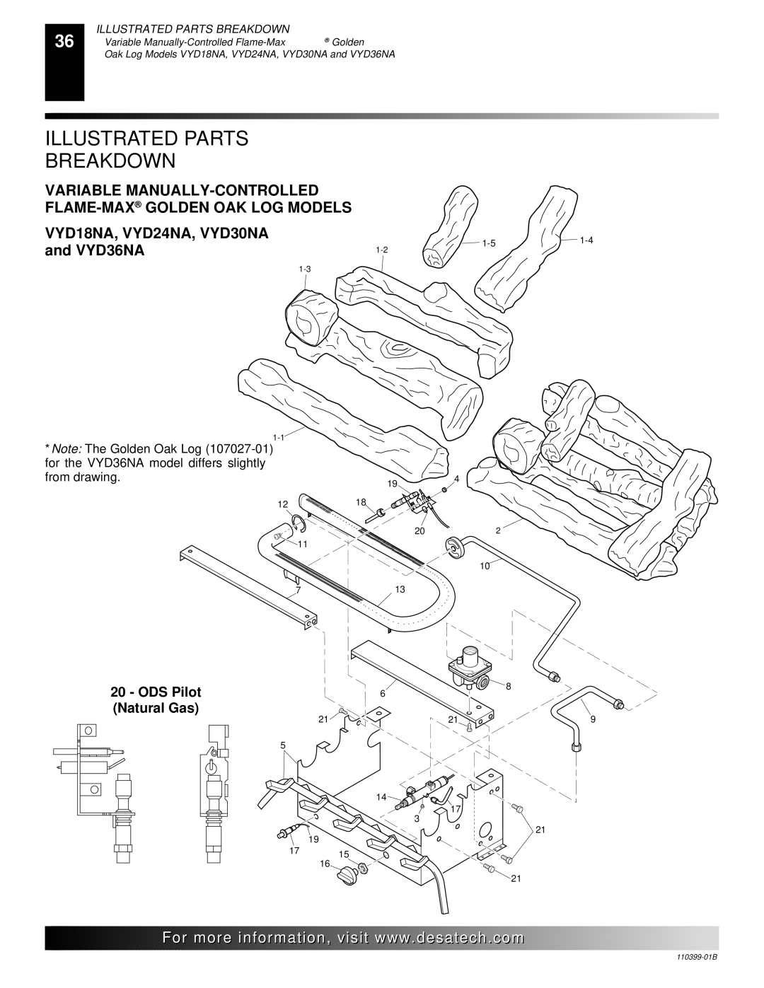 Desa FLAME-MAX VintageOak, LAME-MAX Golden Oak installation manual Natural Gas, From drawing.4 